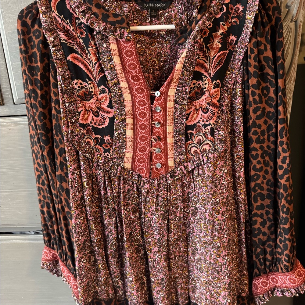 NWOT John Mark Women's Multicolor Bohemian Top